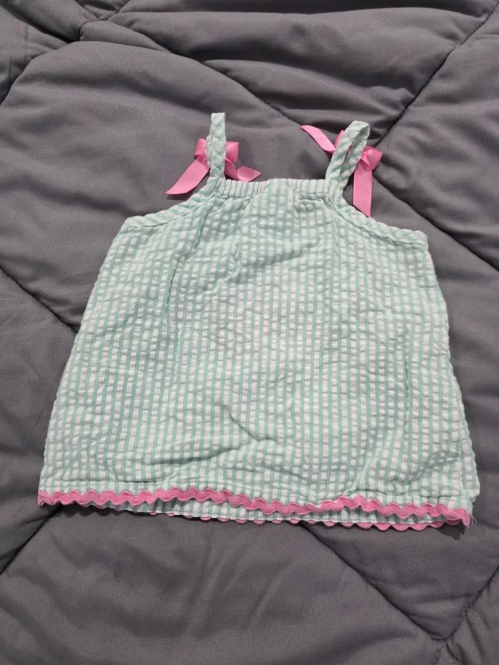 Nursery Rhyme Baby Girls Mint Green Seersucker Floral 2 Piece Outfit Size 3-6M